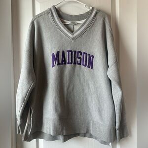 Champion Reverse Weave JMU MADISON Sweatshirt Large Oversized High Low